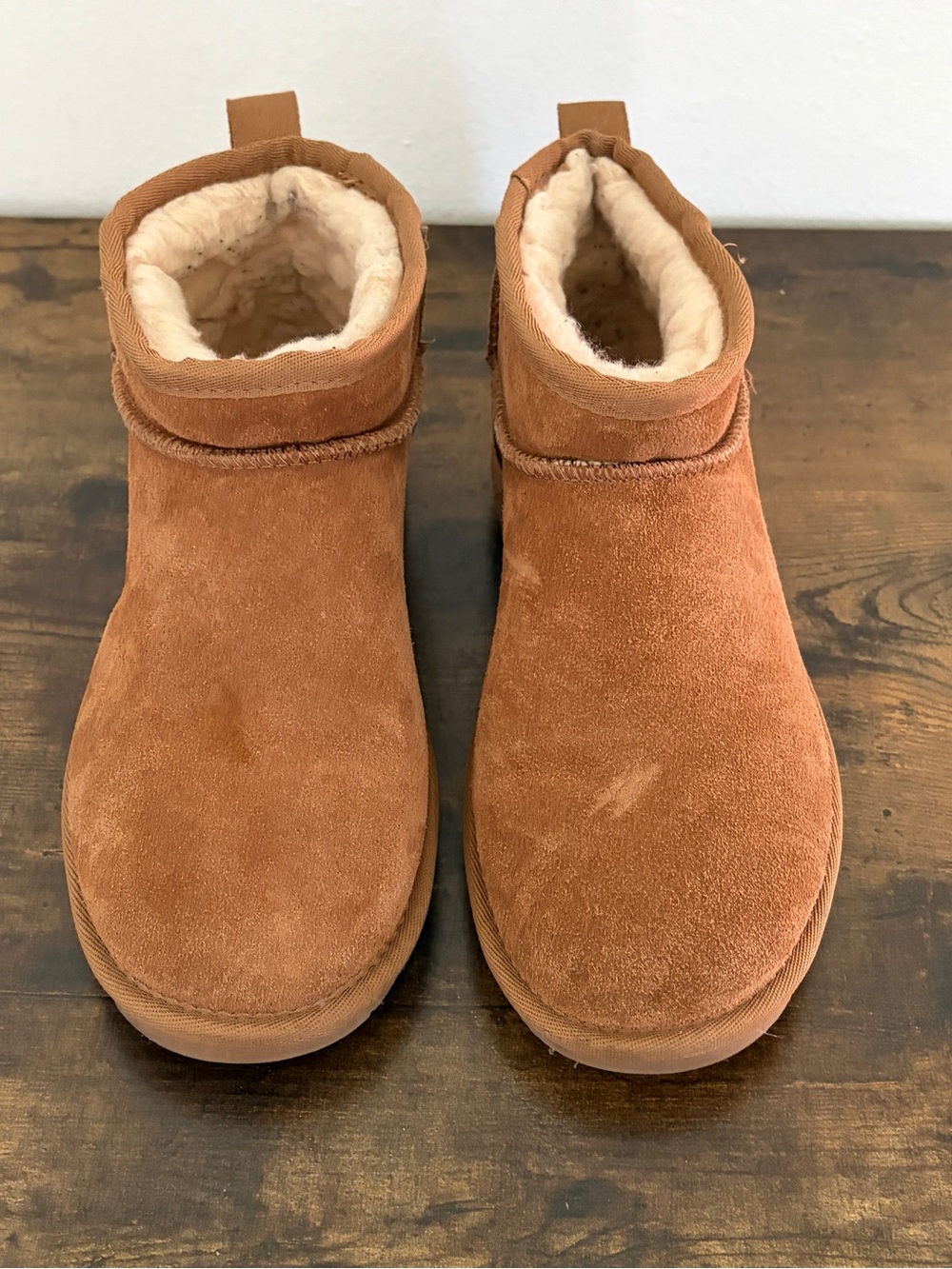 BearPaw Women's Tan Shearling-Lined Ankle Boots in Chestnut Brown